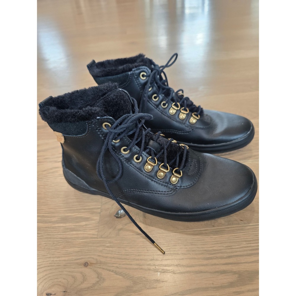 Keds Scout Boot III Womens 7.5 Black Leather Faux Fur Lined Ankle Boots WH63303